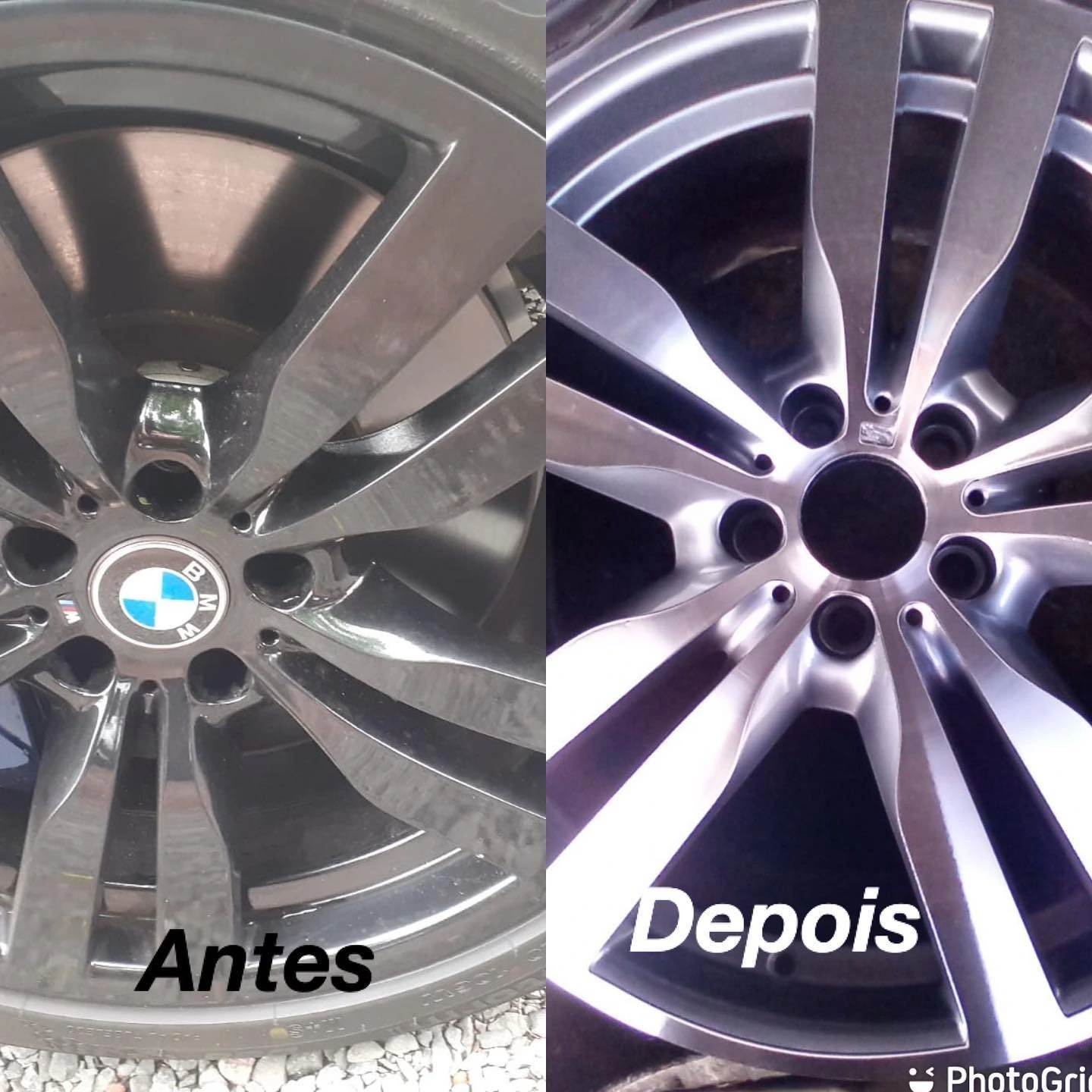 Antes e depois da diamantação de rodas - Serviço de borracharia em Porto Alegre - Barão Borracharia